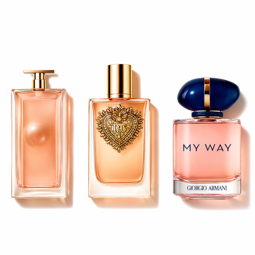 Combo de 3 perfumes: Devotion de Dolce & Gabbana, My Way de Giorgio Armani e Idôle de Lancôme de 100 ml