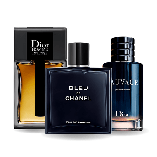 Combo de 3 perfumes: Sauvage de Dior, Bleu de Chanel y Dior Homme Intense de 100 ml