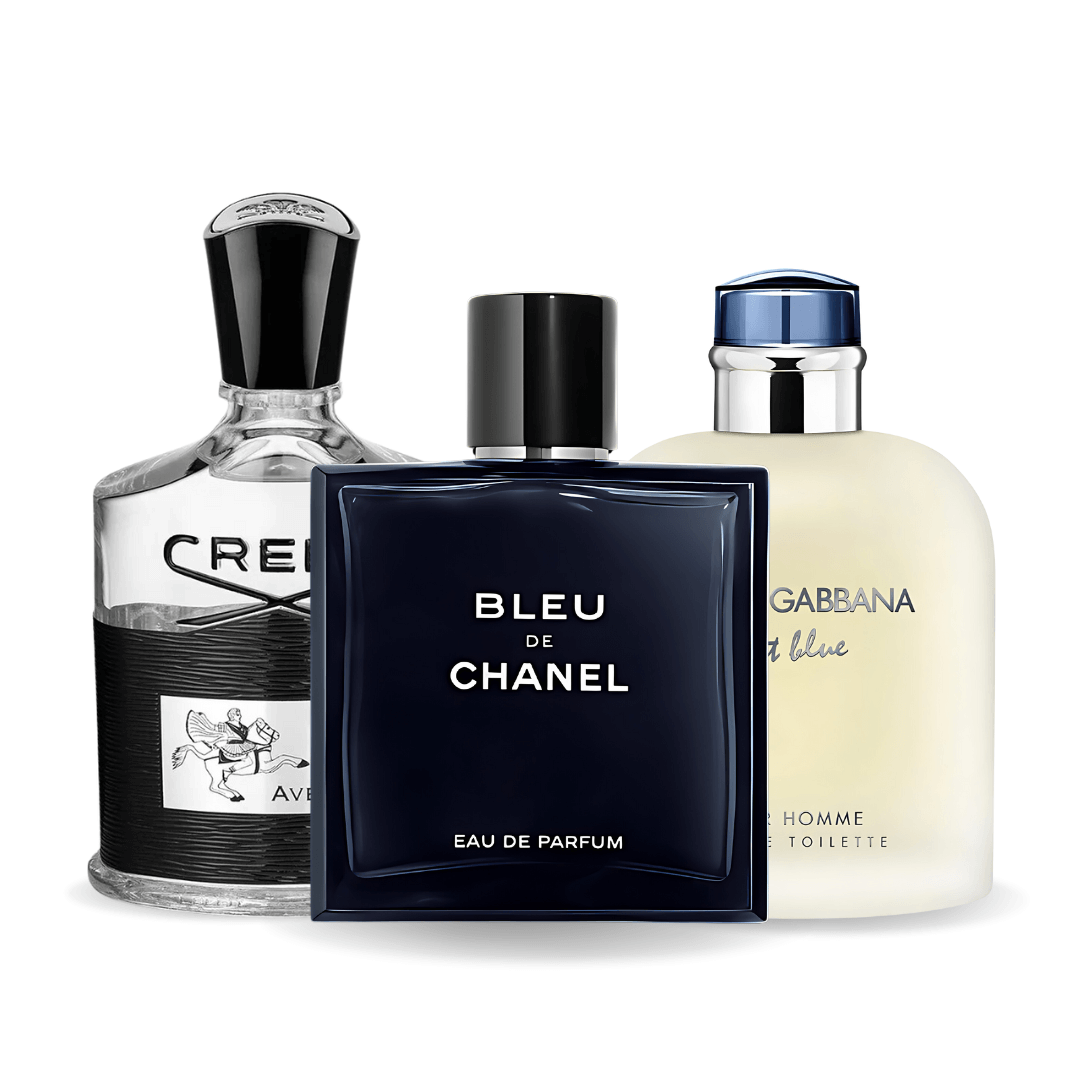 Combo de 3 perfumes: Bleu de Chanel, Aventus de Creed, Light Blue de Dolce & Gabbana